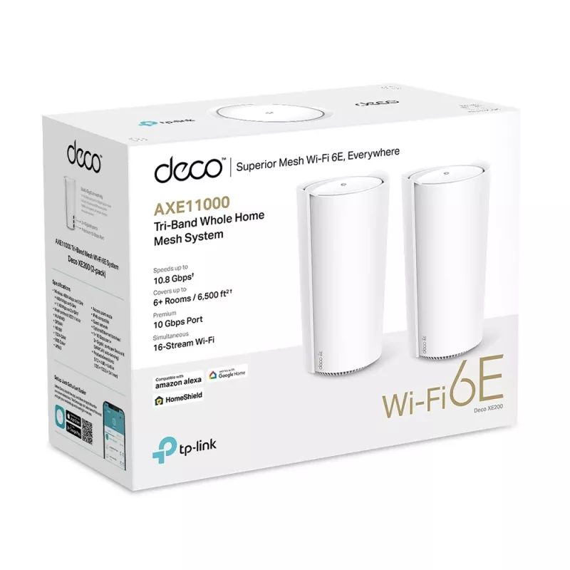 TP-Link AXE11000 Whole Home Mesh Wi-Fi 6E System, Weiß, Intern, Mesh-System, 600 m², Tri-Band (2,4 GHz / 5 GHz / 6 GHz), Wi-Fi 6E (802.11ax)