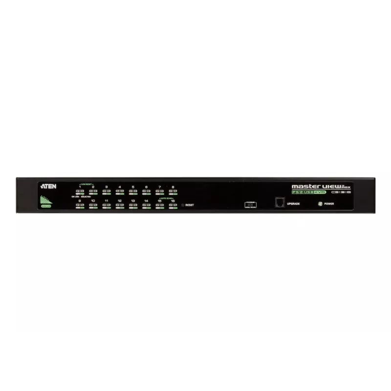 ATEN 16-Port USB/PS2 VGA KVM-Switch, 2048 x 1536 Pixel, QXGA, Rackmontage, 6,5 W, 1U, Schwarz