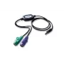 ATEN PS/2-auf-USB-Adapter, 0,9 m, 2x 6-pol Mini-DIN, USB A, Stecker, Buchse, Schwarz