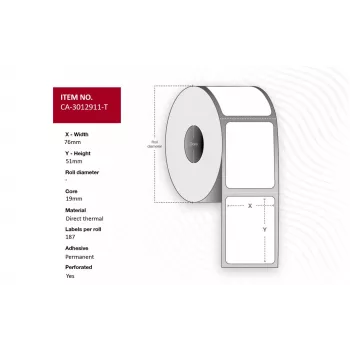 Druckeretikett Capture CA-3012911-T, kompatible Etikettenrolle (MPN CA-3012911-T)