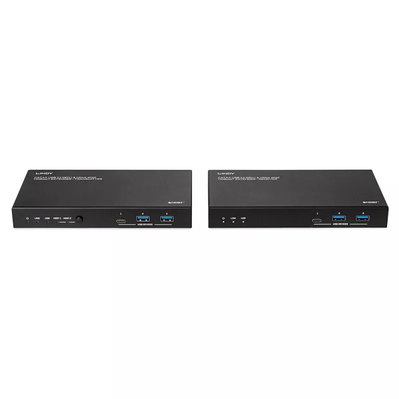 Netzwerk-Sender & -Empfänger Lindy 100m Cat.6A 2 Host USB 3.2 Gen 1 & HDMI 4K60