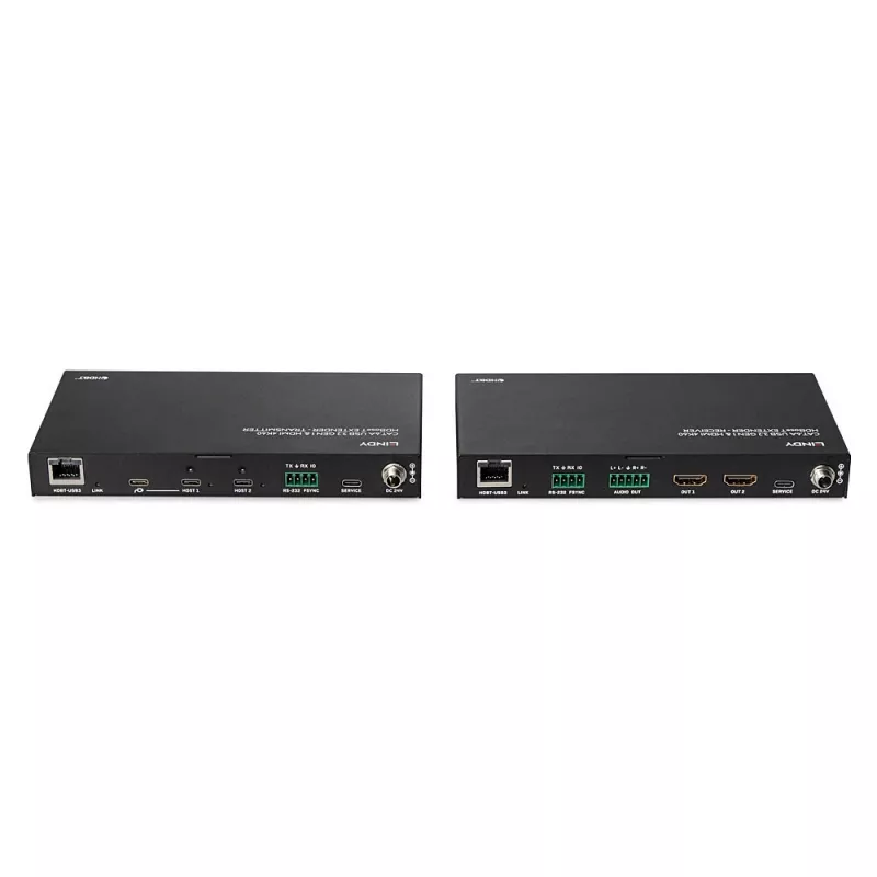 Netzwerk-Sender & -Empfänger Lindy 100m Cat.6A 2 Host USB 3.2 Gen 1 & HDMI 4K60