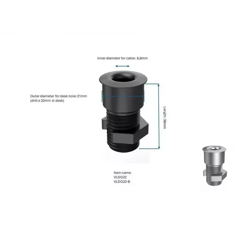 Vivolink VLDG22 Tischkabeldurchführung, 22 mm, schwarz/aluminium