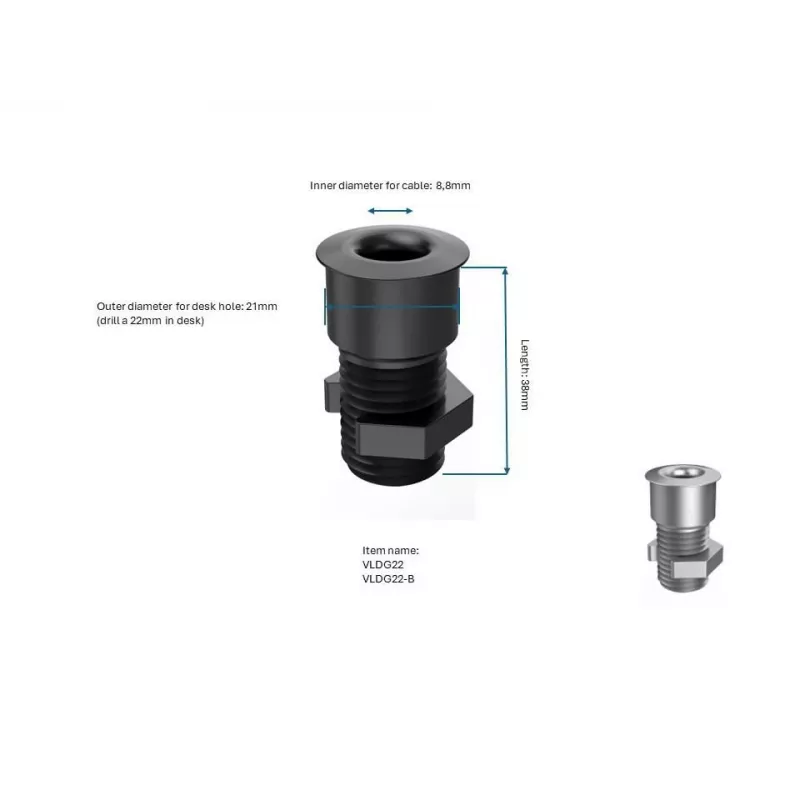 Tischdurchführungs-Zubehör Vivolink VLDG22-B Schwarz 67 mm Breite 31 mm Tiefe 24 mm Höhe