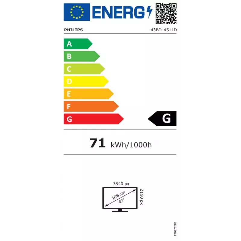 Philips 43BDL4511D/00 Signage Display Digital A-Board 109,2 cm (43 Zoll) 500 cd/m² 4K Ultra HD Schwarz 24/7