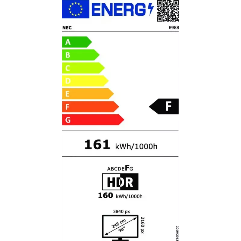 NEC MultiSync E988 Digital Signage Flachbildschirm 2,48 m (97,5 Zoll) LCD 350 cd/m² 4K Ultra HD Schwarz 24/7