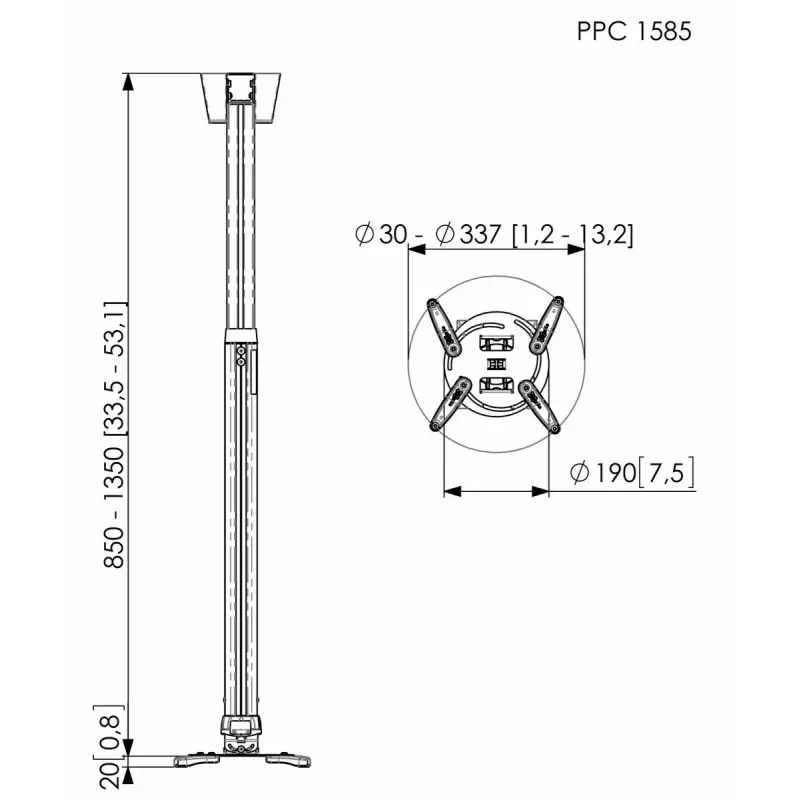 Projektor-Deckenhalterung Vogel's PPC 1585 Silber