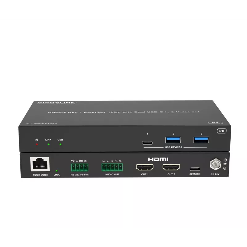 KVM-Extender Vivolink VLUSBCEXT2X2 USB 2.0 1920x1200 150m