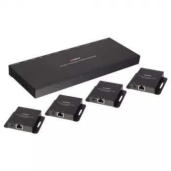 Transmitter & Receiver Lindy 70m Cat.6 4 Port HDMI 4K30 und IR Splitter Extender mit Loop Out