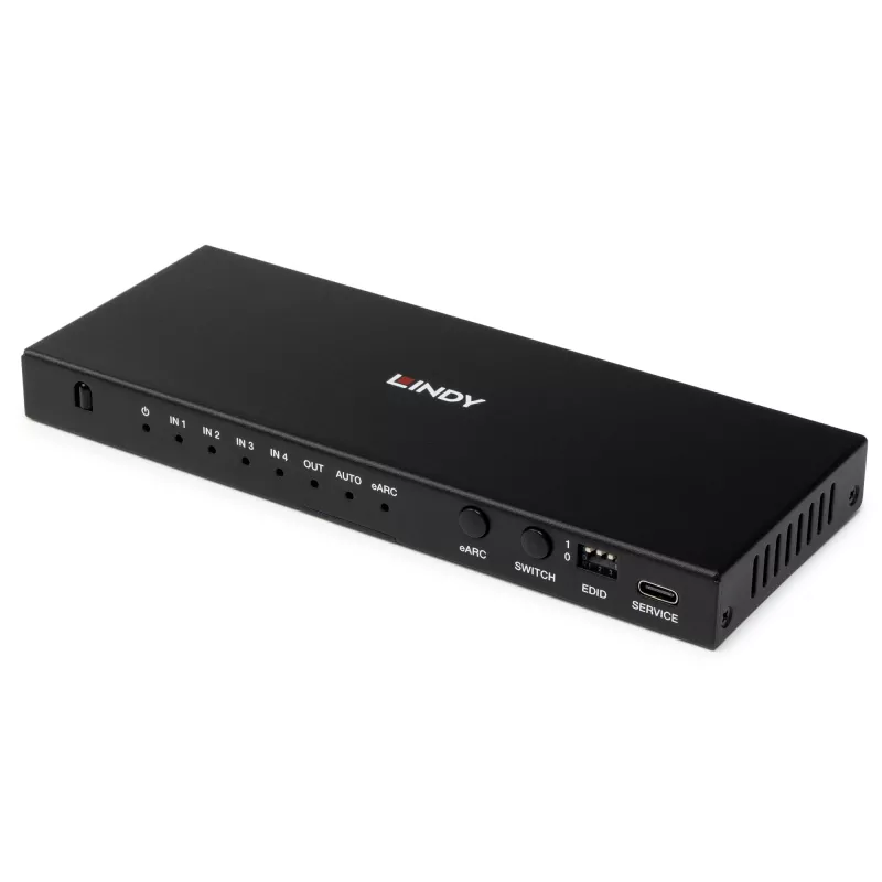 Lindy 4-Port HDMI 8K60 Umschalter mit eARC HDMI USB A USB C