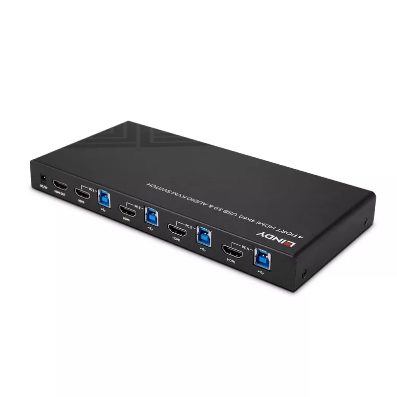 Lindy 4 Port HDMI 4K60, USB 3.0 und Audio KVM Switch