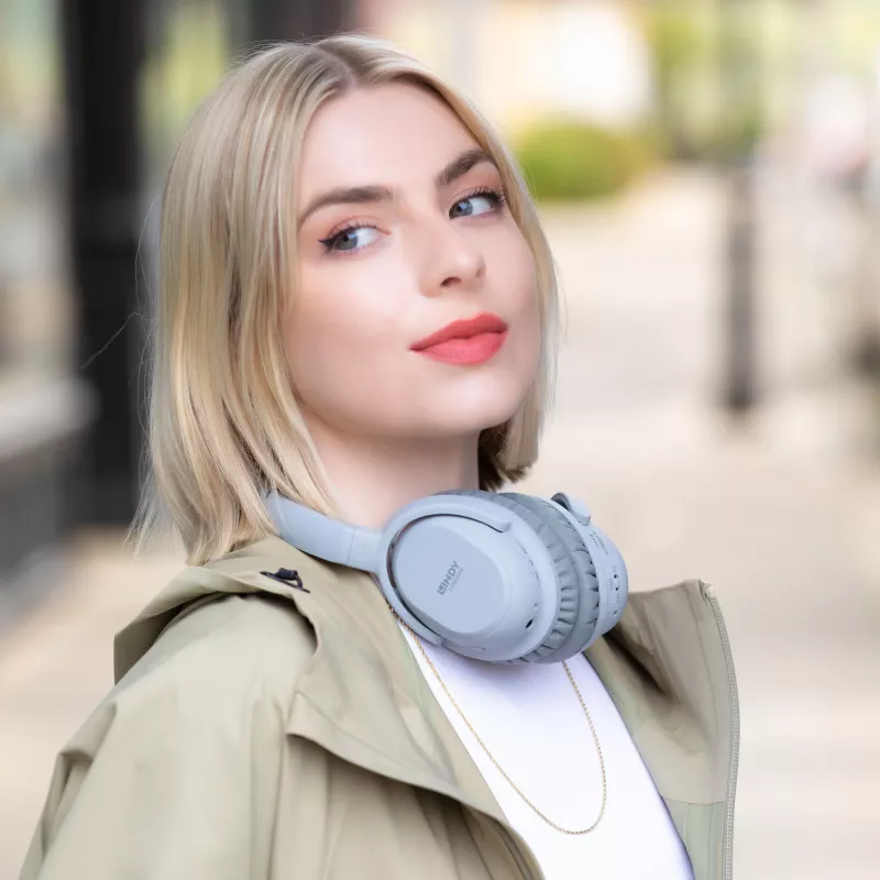 Lindy LH500XW Headset Kabelgebunden & Kabellos Kopfbügel Anrufe/Musik Micro-USB Bluetooth Grau
