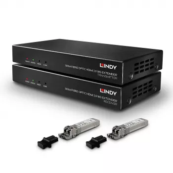 AV-Sender & -Empfänger Lindy 300m Glasfaser-HDMI 18G & IR-Extender