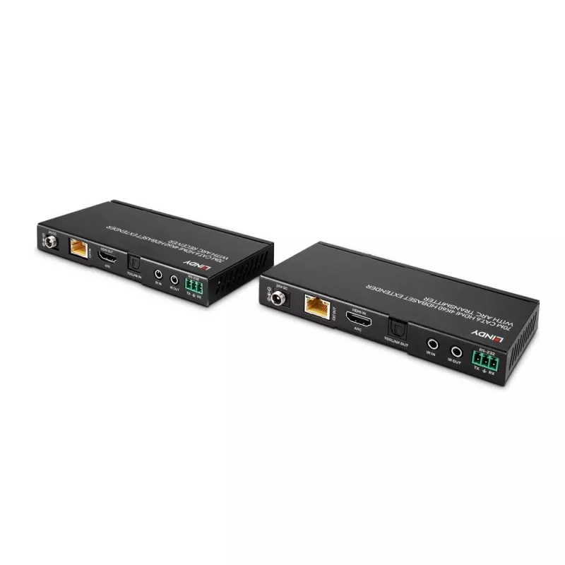 Lindy 70m Cat.6 HDMI 4K60, Audio, IR und RS-232 HDBaseT Extender mit ARC