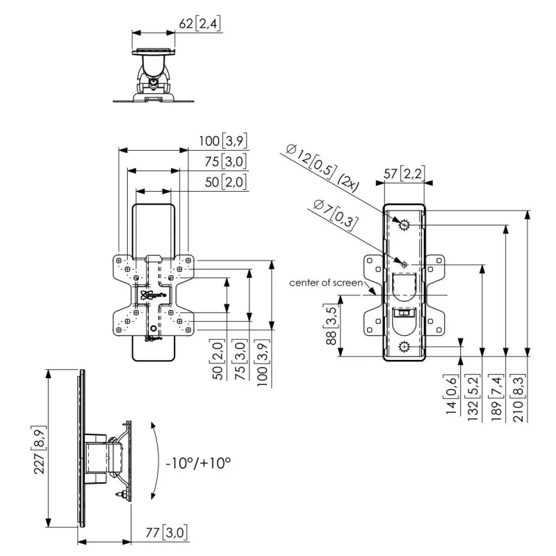 Vogel's PFW 1020 Display-Wandhalterung, 16 kg, 25,4 cm (10 Zoll), 71,1 cm (28 Zoll), 50 x 50 mm, 100 x 100 mm, Schwarz