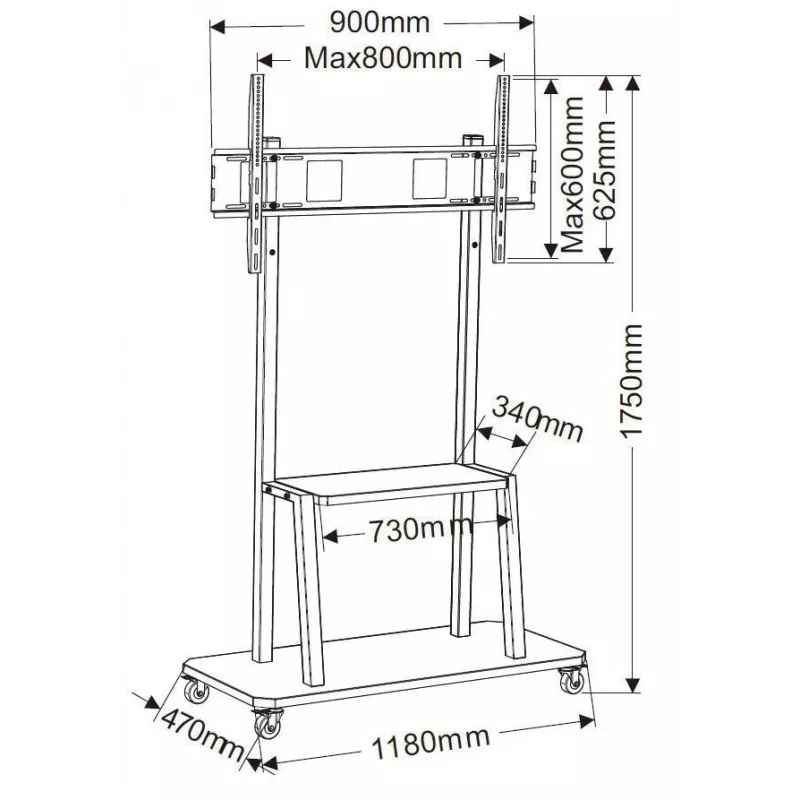 Vivolink VLFS4290 Monitorhalterung / Standfuß 2,54 m (100 Zoll) Boden Schwarz