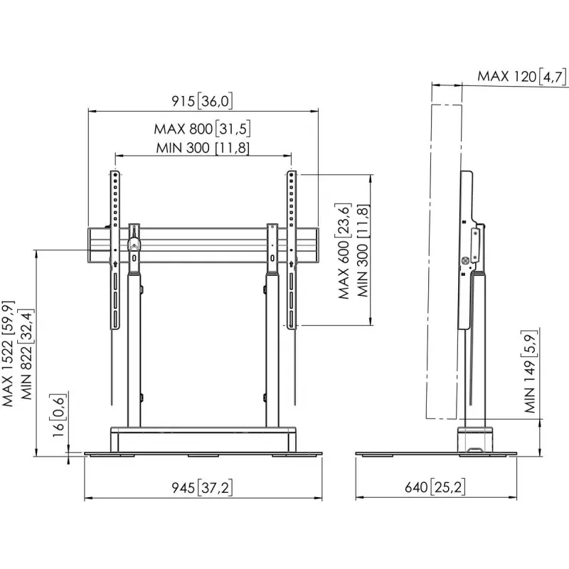 Motorisierte Displayhalterung Vogel's RISE 4105 (Modell 7341050) — motorisierte Hebebühne für Flachbildschirme