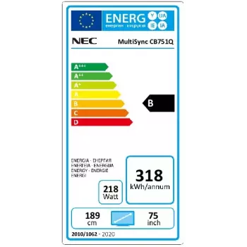 NEC CB751Q Interaktives Flachbildschirm 190,5 cm (75 Zoll) LED 350 cd/m² 4K Ultra HD Schwarz Touchscreen 12/7