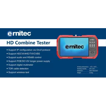 Ernitec 0070-24107-TESTER CCTV-Testmonitor, 17,8 cm (7 Zoll), Touchscreen, 4K, Handschlaufe, Grau/Rot