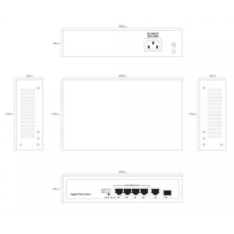 Netzwerk-Switch Ernitec ELECTRA-U04-1GB-60W 4 Ports 1 GB 60 W