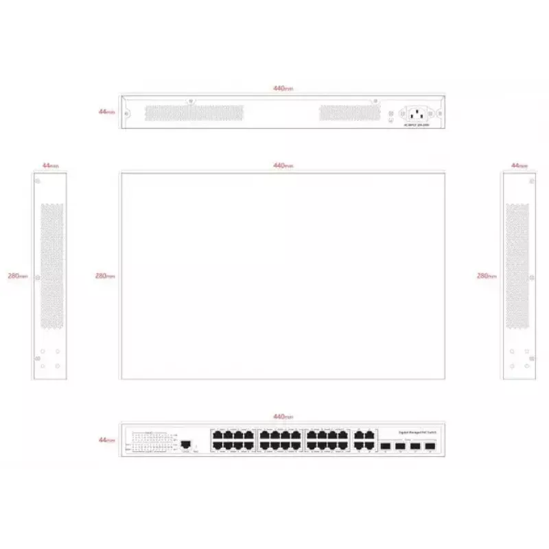 Netzwerk-Switch Ernitec ELECTRA-M224-1GB-370W 24 Ports 1GB