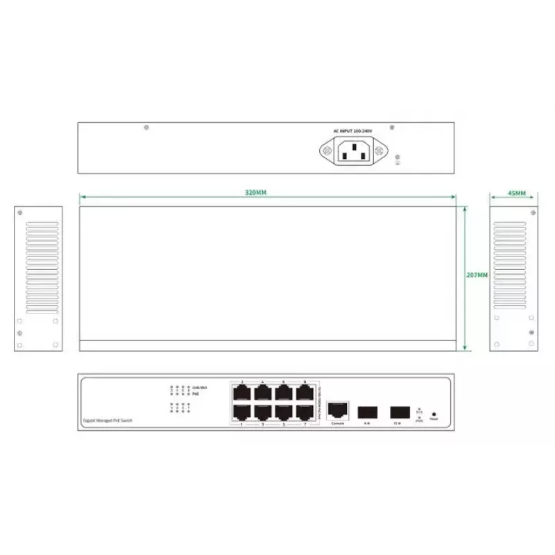 Netzwerk-Switch Ernitec ELECTRA-M08-1GB-150W 8 Ports 1 GB 150 W