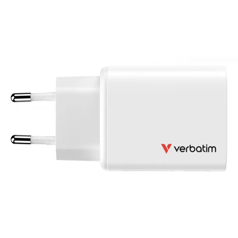 Verbatim Essentials GaN Ladegerät 65W EU-Stecker Weiß, Innenbereich, AC, 20 V, Weiß