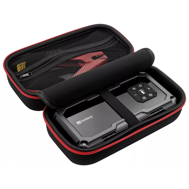 Tragbares Starthilfegerät und Reifenpumpe SANDBERG Sandberg Car Jumpstarter TirePump 10000 — 800 A Startstrom, 2 A Ausgang, 5 V USB