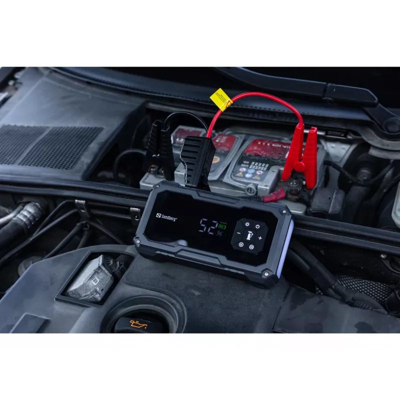 Tragbares Starthilfegerät und Reifenpumpe SANDBERG Sandberg Car Jumpstarter TirePump 10000 — 800 A Startstrom, 2 A Ausgang, 5 V USB