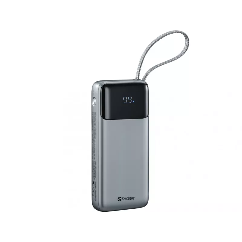 Powerbank SANDBERG All-in1 Powerbank 20000 PD 67W — 20000 mAh LiPo, 1×USB-A, 1×USB-C, 15W Ausgangsleistung, Schwarz/Grau