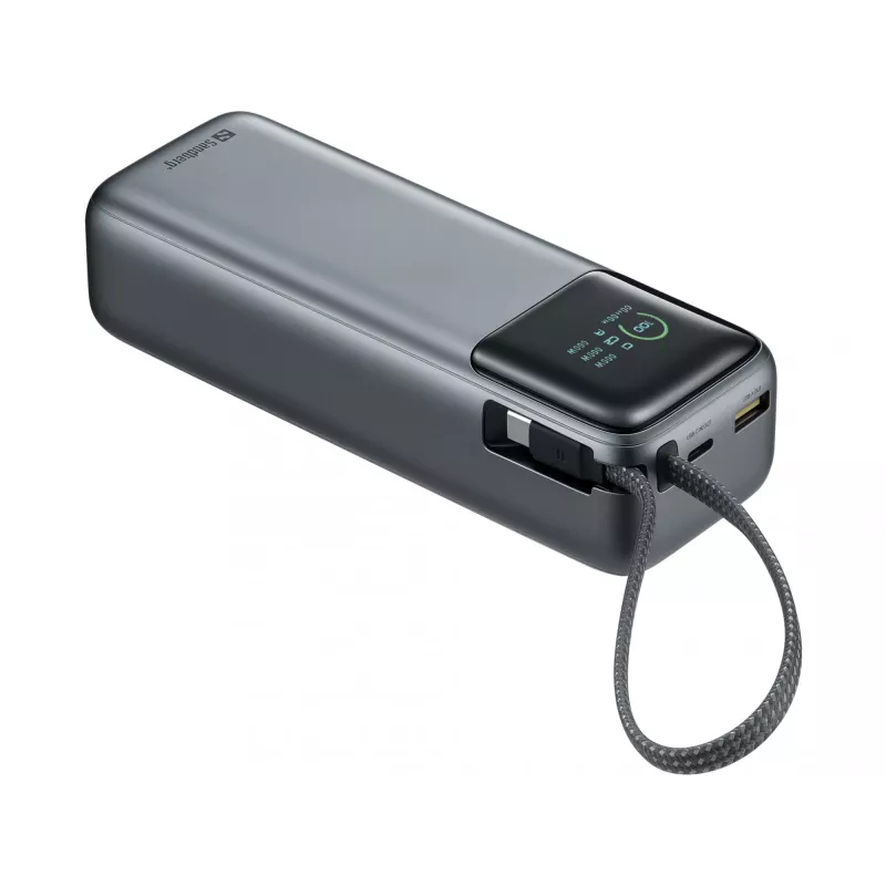 Tragbare Powerbank SANDBERG All-in1 Powerbank 20000 PD 130W — 20000 mAh, LiPo, USB-A 1x, USB-C 1x, 130 W, schwarz/grau