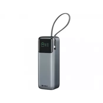 Powerbank SANDBERG All-in1 Powerbank 27000 PD 240W — 27000 mAh LiPo, 240W Ausgang, 1× USB-A, 1× USB-C, 3,6V — Schwarz/Grau