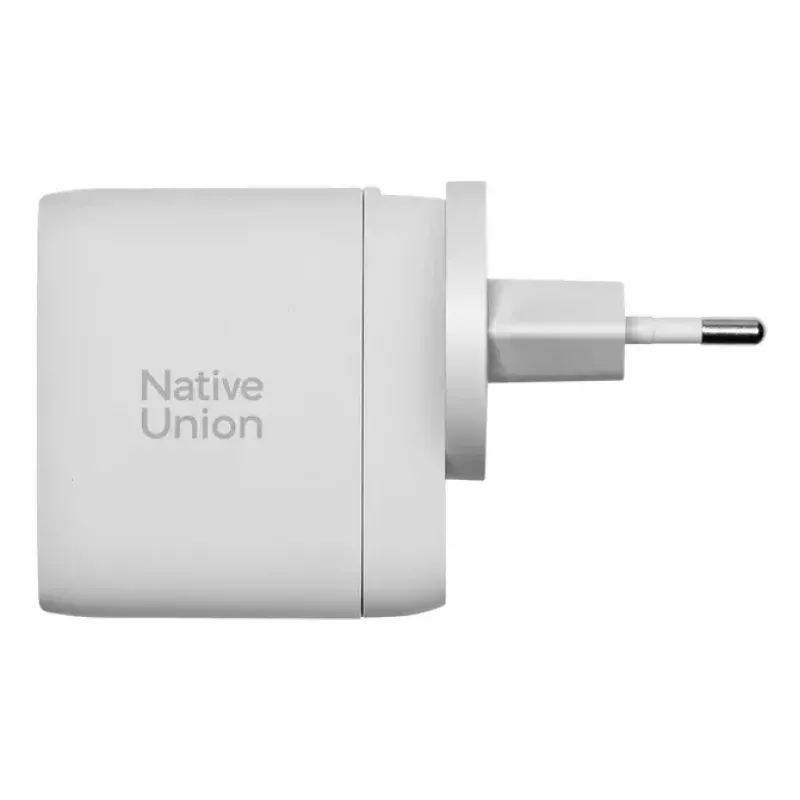 Schnelles GaN-Ladegerät Native Union Fast Gan Charger Pd 67W Weiß Intl 2C1A USB‑C 2 Anschlüsse 67W AC 100–240V Schutz vor Überstrom Überspannung Überhitzung