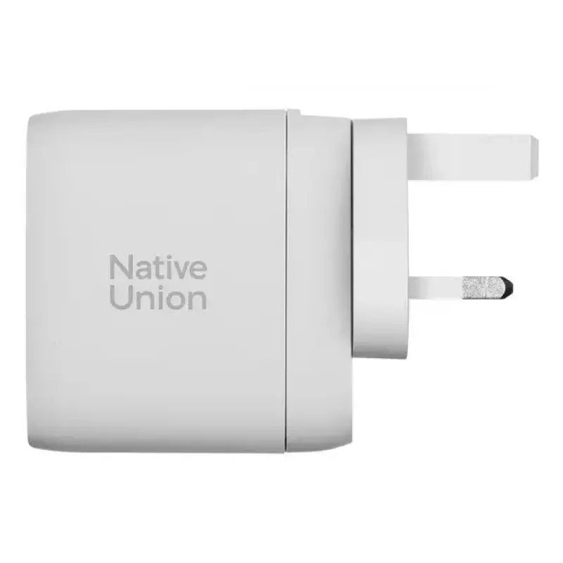 Schnelles GaN-Ladegerät Native Union Fast Gan Charger Pd 67W Weiß Intl 2C1A USB‑C 2 Anschlüsse 67W AC 100–240V Schutz vor Überstrom Überspannung Überhitzung