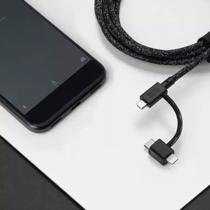 USB-2.0-Datenkabel native union BELT-ULC-ZEB-NP 2 m USB A auf USB‑C / Micro‑USB B / Lightning Schwarz Weiß