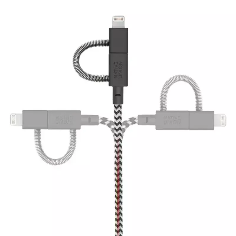 USB-2.0-Datenkabel native union BELT-ULC-ZEB-NP 2 m USB A auf USB‑C / Micro‑USB B / Lightning Schwarz Weiß