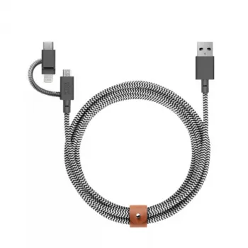 USB-2.0-Datenkabel native union BELT-ULC-ZEB-NP 2 m USB A auf USB‑C / Micro‑USB B / Lightning Schwarz Weiß