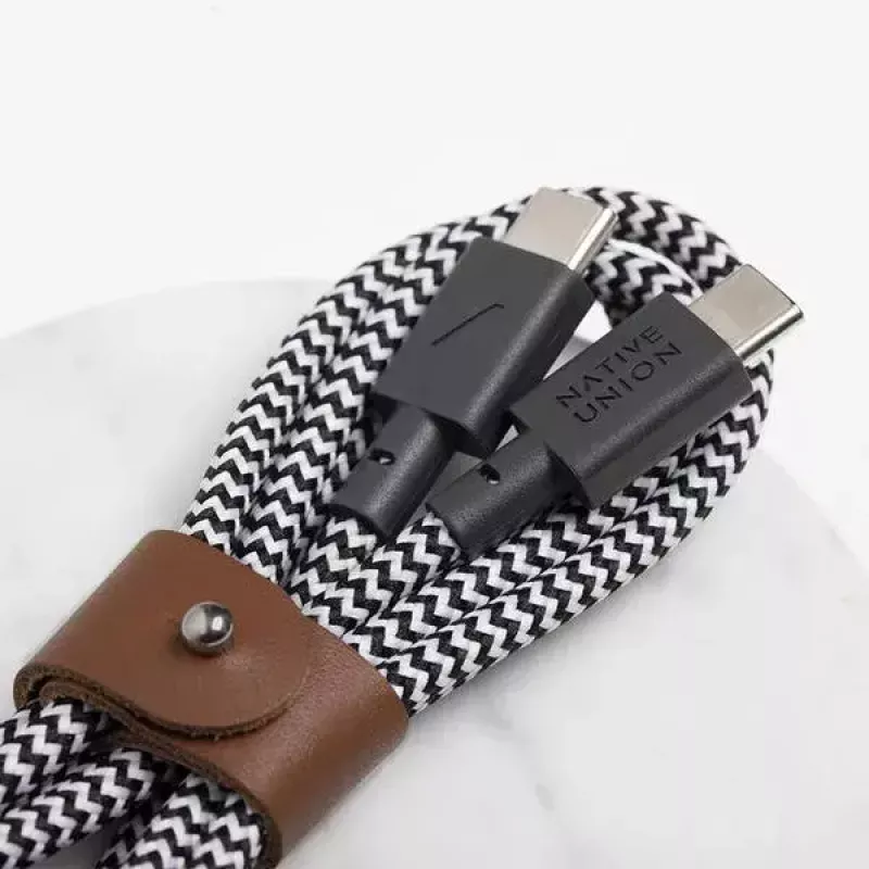 USB-C-Kabel Native Union BELT-C-ZEB-2-NP 1,2 m USB-C auf USB-C Schwarz/Weiß