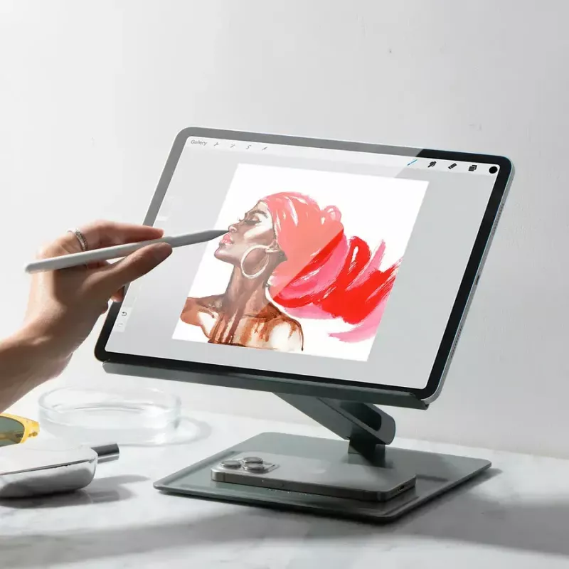Laptop- und Tabletständer native union HOME-STAND-GRN Aluminium und Silikon, Grün, max. Höhe 60 cm, Breite 220 mm Tiefe 60 mm Höhe 259 mm