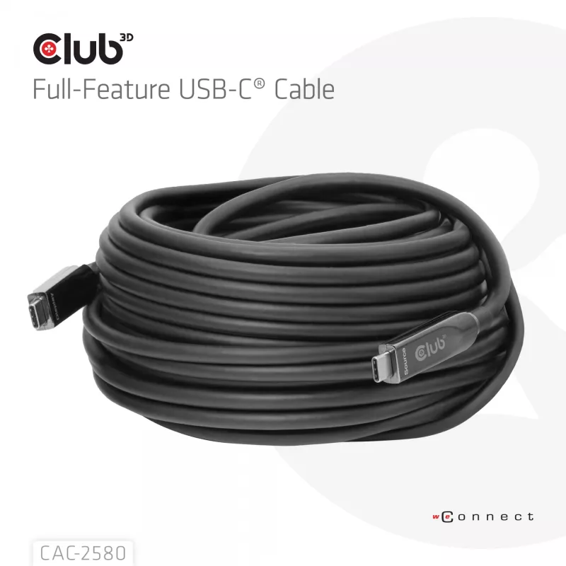 CLUB3D 15M Full-Feature USB-C®-Kabel / 49,21ft 8K60Hz 10Gbps 60W
