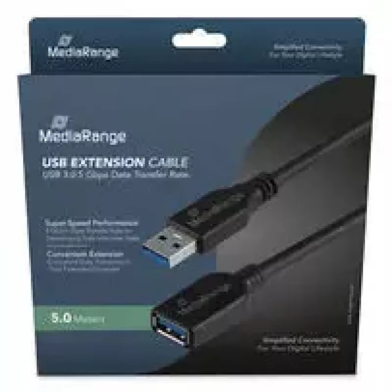 USB-A-auf-USB-A-Kabel MediaRange MRCS241 USB 3.2 Gen 1 (5 Gbit/s) 5 m Schwarz