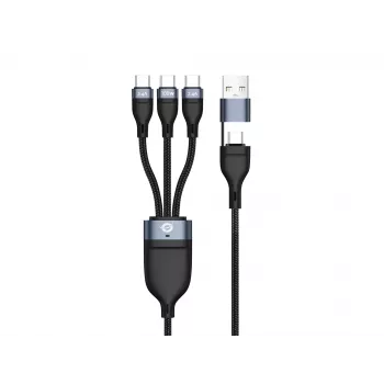 Conceptronic ETTA06B15C 3-in-1 100 W Schnellladedatenkabel 1,5 m, dreifach USB-C, USB 2.0, E-Mark