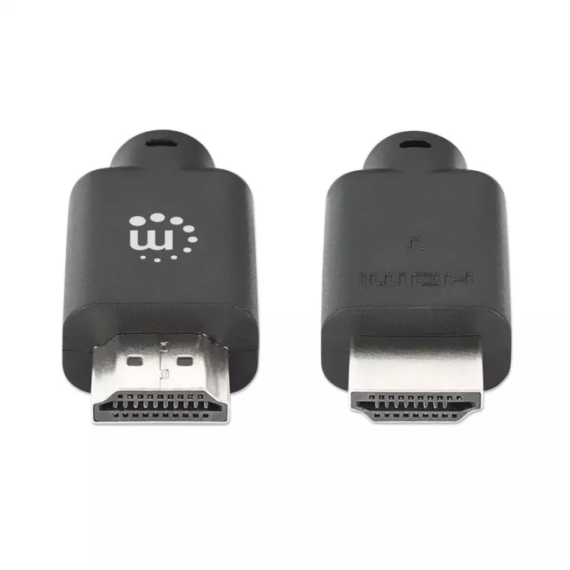 Manhattan HDMI 4K@60Hz Kabel mit Ethernet, 1m, geeignet für ALLE 4K- & 1080p/HD-Anwendungen – zum Aufrüsten jetzt oder bereit für den Bedarfsfall, Stecker-Stecker, Schwarz, Ultra HD 4k x 2k, lebenslange Garantie, Premium High Speed, entspricht HDMM1MP