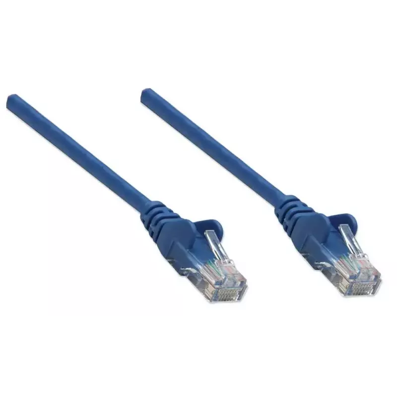 Intellinet Netzwerk-Patchkabel, Cat5e, 1 m, Blau, CCA, U/UTP, PVC, RJ45, vergoldete Kontakte, rastnasenfrei, angespritzter Knickschutz, Lebenslange Garantie