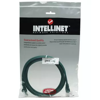 Intellinet Netzwerk-Patchkabel, Cat5e, 5m, Grün, CCA, U/UTP, PVC, RJ45, vergoldete Kontakte, rastnasenschutz, Knickschutztülle, lebenslange Garantie