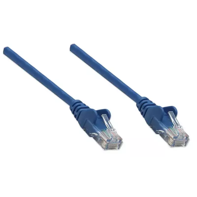 Intellinet Netzwerk-Patchkabel, Cat5e, 3 m, Blau, CCA, U/UTP, PVC, RJ45, vergoldete Kontakte, rastnasenlos, Knickschutz, lebenslange Garantie