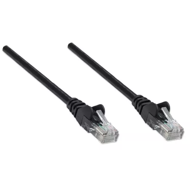Intellinet Netzwerk-Patchkabel, Cat6, 5m, Schwarz, CCA, U/UTP, PVC, RJ45, vergoldete Kontakte, rastnasenfrei, angespritzte Tülle, lebenslange Garantie