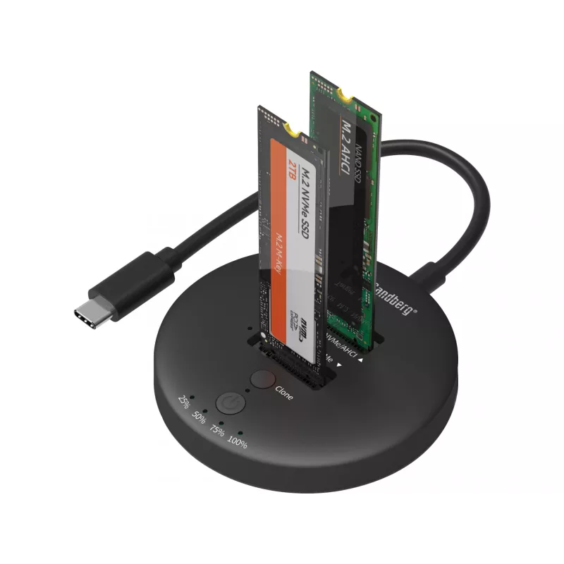 Sandberg USB3.2 Cloner Dock für NVMe M.2 SSD, Schwarz, 20 Gbit/s