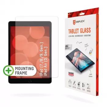 Displex Tablet Glass (9H) für Apple iPad (7./8./9. Gen.)/Air (3. Gen.), Eco-Montagerahmen, unzerbrechlich, ultradünn, unsichtbar