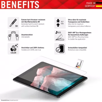 Displex Tablet Glass (9H) für Apple iPad (7./8./9. Gen.)/Air (3. Gen.), Eco-Montagerahmen, unzerbrechlich, ultradünn, unsichtbar